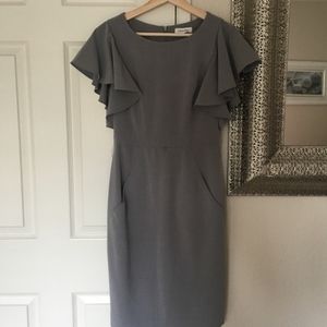 Calvin Klein Gray Butterfly Sleeve Dress